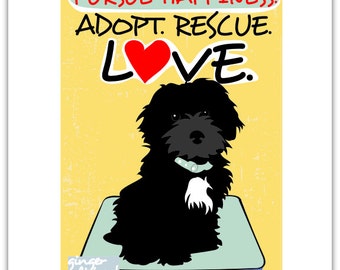 Items similar to Rescue Dog Art Set of 3 Matted Print s Wall Decor 8 x