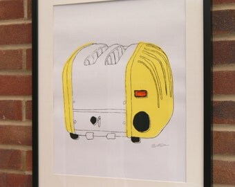 A2 Silk Screen Print of Classic Toaster in Yellow