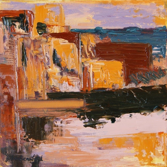 Modern Abstract Southwest Painting-Memories of Mesas- Original Oil On Canvas by Erin Fickert-Rowland