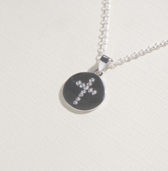 Cross necklace sterling silver cross pendant diamond cross