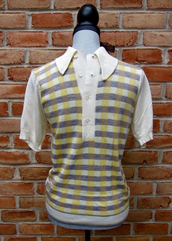 Men's Casual Knit Shirt Damon Vintage 1960's Collar