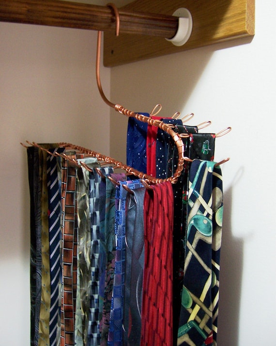  Tie  Rack  Jewelry Hanger  Closet Storage Long Hook Copper