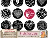 Valentine Clip Art - Digital Stamps - Circle clipart - Photoshop Brushes & PNG - Love - Kisses - Hearts Il_170x135