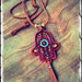 red HAMSA hand NECKLACE Fatima HAND necklace Gypsy protective jewelry Leather cord statement necklace hippie bohemian hand made unique