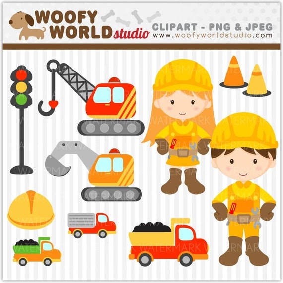Items similar to Truck and Crane Construction Kid Clipart - INSTANT ...