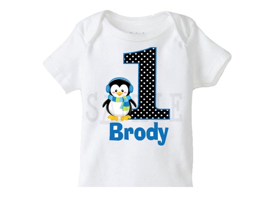 Penguin Birthday Tshirt or Onesie 1st Birthday Penguin TShirt or Bodysuit Boys or Girls Il_570xn