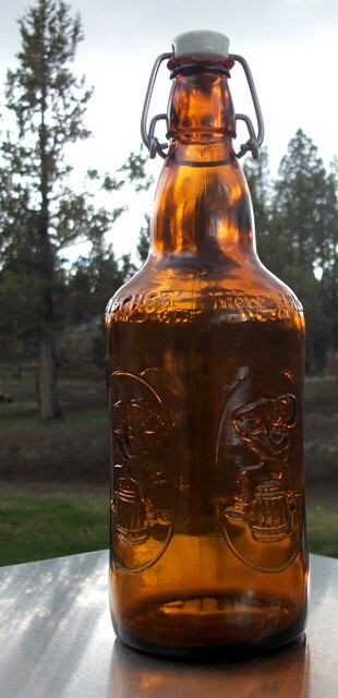 Download vtg Dark Amber Brown Glass Beer Bottle Fischer biere d' Yellowimages Mockups