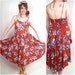 Vintage Red Hawaiian Dress / Red Swing Dress / Malihini Dress / Hibiscus Flower Dress M