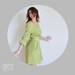 SALE - Green womens a line cotton dress with butterfly obi belt