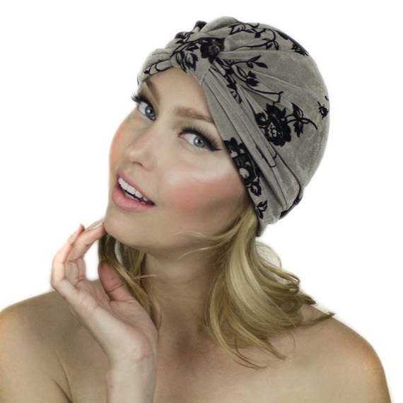 Floral Burnout Stretch Knit Full Turban Headband Headwrap