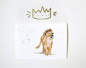 Lion King Inspired Art Greeting Card - Simba - Crown - Blank Card - Birthday - Fairytale