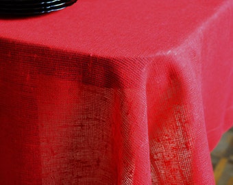 Red Tablecloth - Rustic Linen Table Cloth - Easter Table Decor - Red Tablecloth With Borders - Linens For Special Occasions