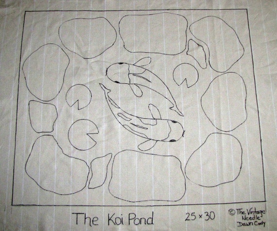 The Koi Fish Pond Rug Hooking Hooked Rug Pattern