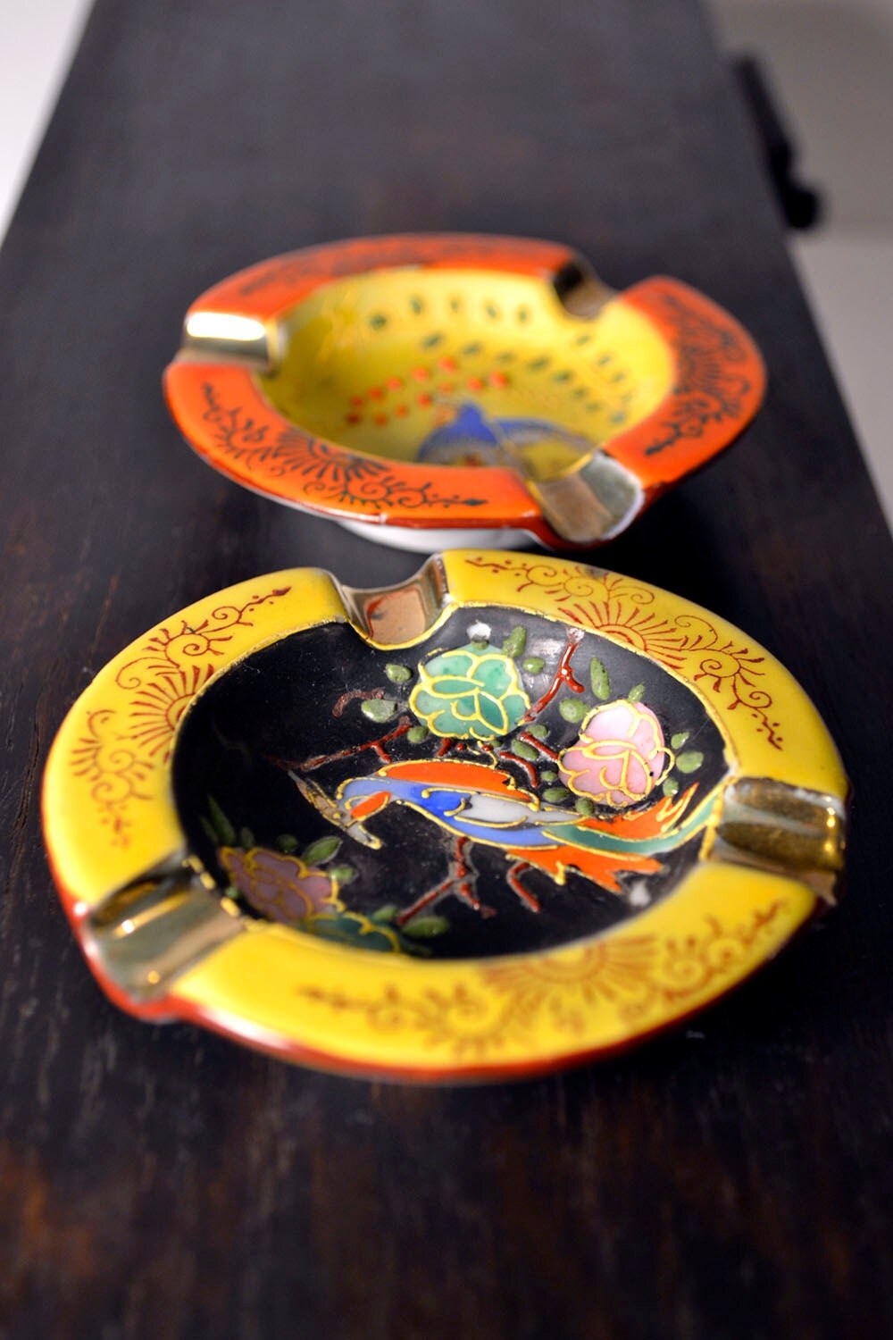 Set of Two Vintage Japanese Ashtrays Handpainted by BananasDesign