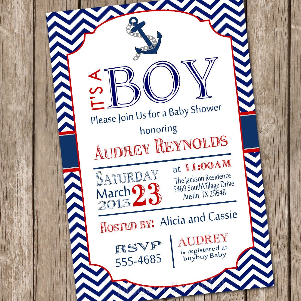 Sailor Themed Baby Shower Invitations 1