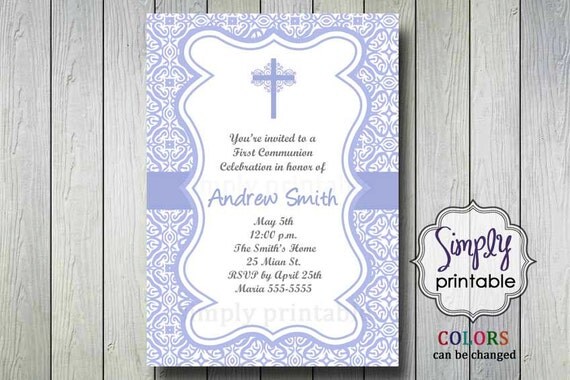 Girl/Boy 1st Communion Printable Invitation (Digital File) Il_570xn