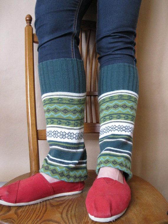 Leg Warmers Bootcut in Forest Green Fair Islel by SewEcological