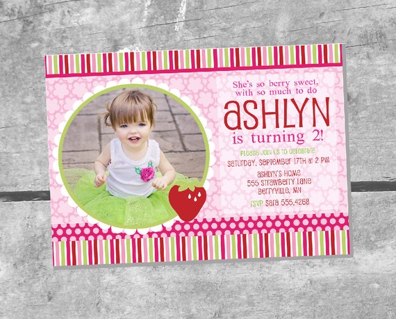 Strawberry Berry Sweet Party Collection - PRINTABLE INVITATION by Itsy Belle Il_570xn