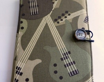 Kindle, Nook, Kobo E-Reader Cover/Book in Camo Green and Brown Electric Guitar