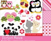 Perfect Mates - Digital paper and clip art set - Valentine's day clip art Il_170x135