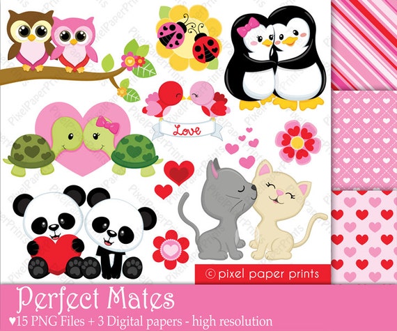 Items similar to Perfect Mates - Digital paper and clip art set ...