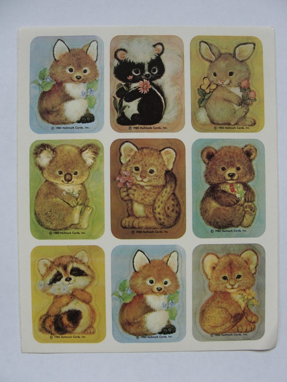 Vintage Hallmark Cute Baby Animal Stickers 1980