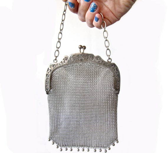 Vintage 1920s Silver Purse. Beautiful Art Deco by GinnyandHarriot