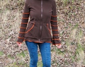 Pixie Hood Bell Sleeved Fleece Long Jacket Customizable