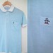 Vintage 1970s Penguin Grand Slam Baby Blue and White Polo Shirt Size Small