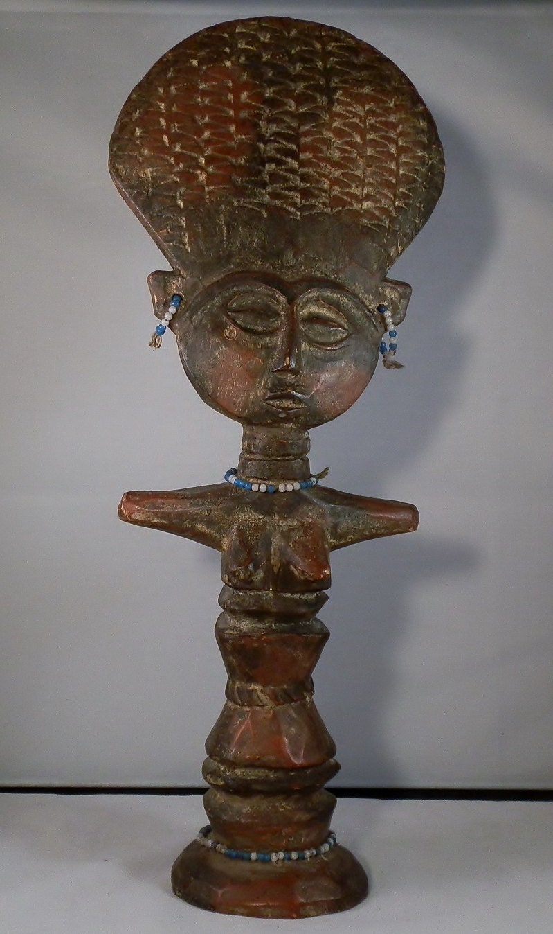 Ghana Fertility God. Vintage African Handmade Woodwork.