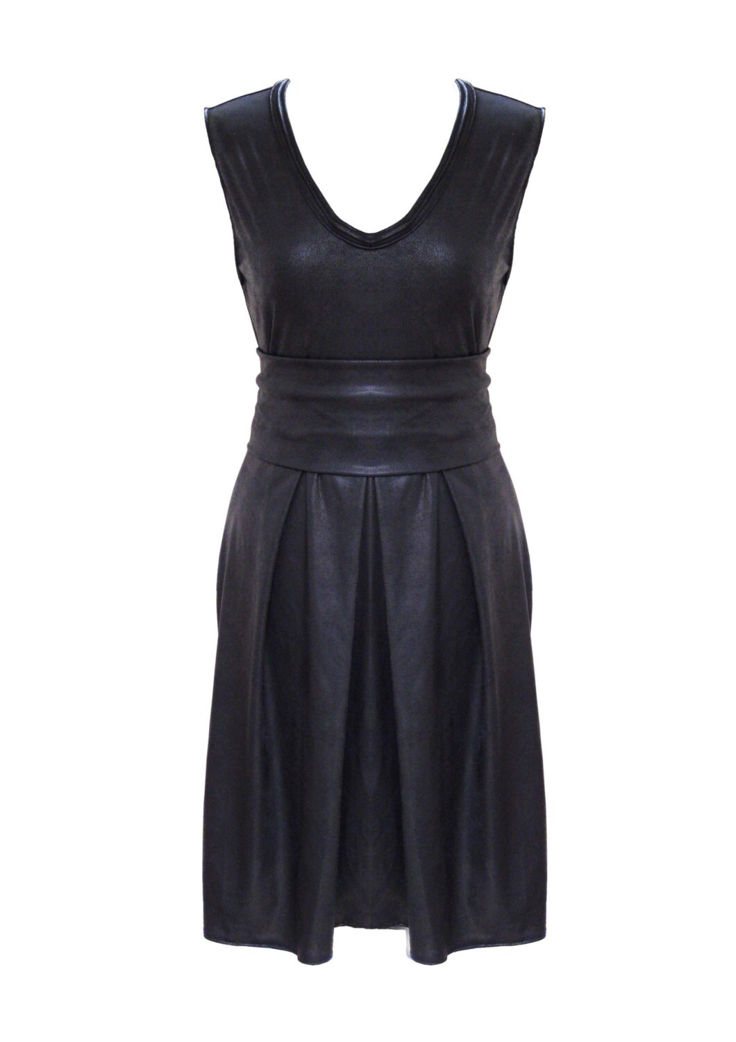 Little Black Dress Black Leather Dress Faux Leather Pleated