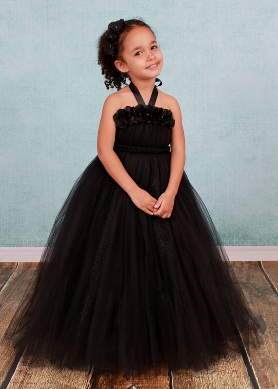 Flower Girl Tutu Dress - Black - Black Diamond - 5-6 Youth Girl - Cutie Patootie Designz Il_570xn