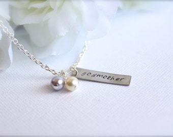 Godmother Gift Hand Stamped Personalized Necklace Godmother Keepsake -- FREE Gift Packaging, Will you be my Godmother-