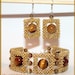 Glamour style jewelry set bracelet and earrings with Tiger's eye gemstone and cat's eye gemstone pearls japanese toho seed bead cubic RAW