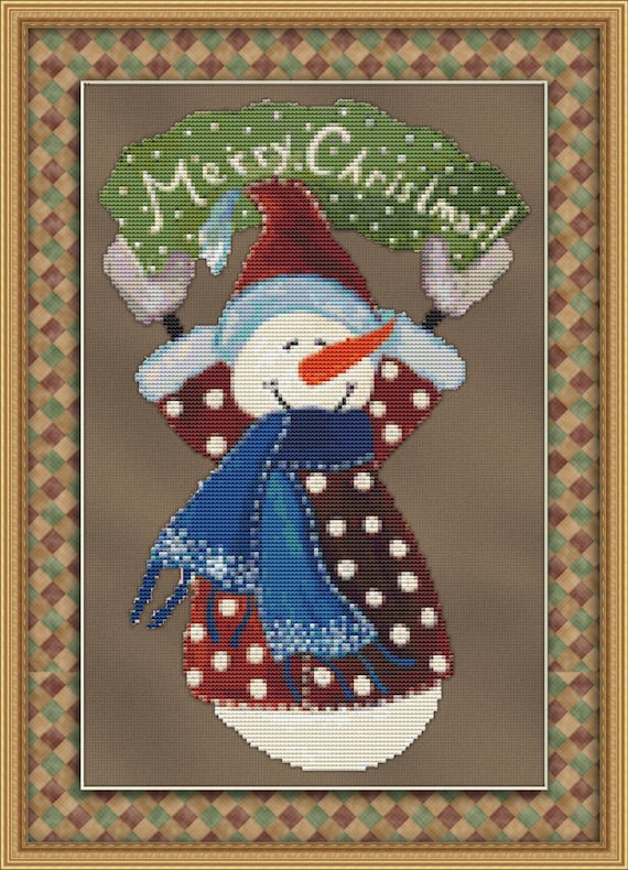 Download Christmas Snowman Cross Stitch Pattern Instant Download pdf