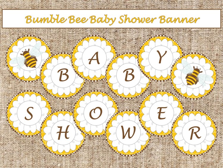 Brown Bumble Bee Baby Shower Banner-INSTANT DOWNLOAD by AllbyWanda