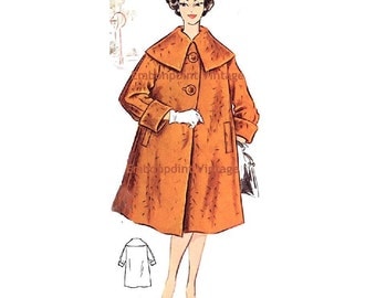 Plus Size (or any size) Vintage 1950s Swing Coat Pattern - PDF - Pattern No 88 Alice