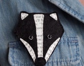 Mr Badger Brooch - Hand Embroidered Felt Applique