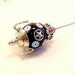 Beaded hat pin mad tea party celestial seasonings black pink silver stars miniature tea pot teapot Victorian scarf pin tagtteam