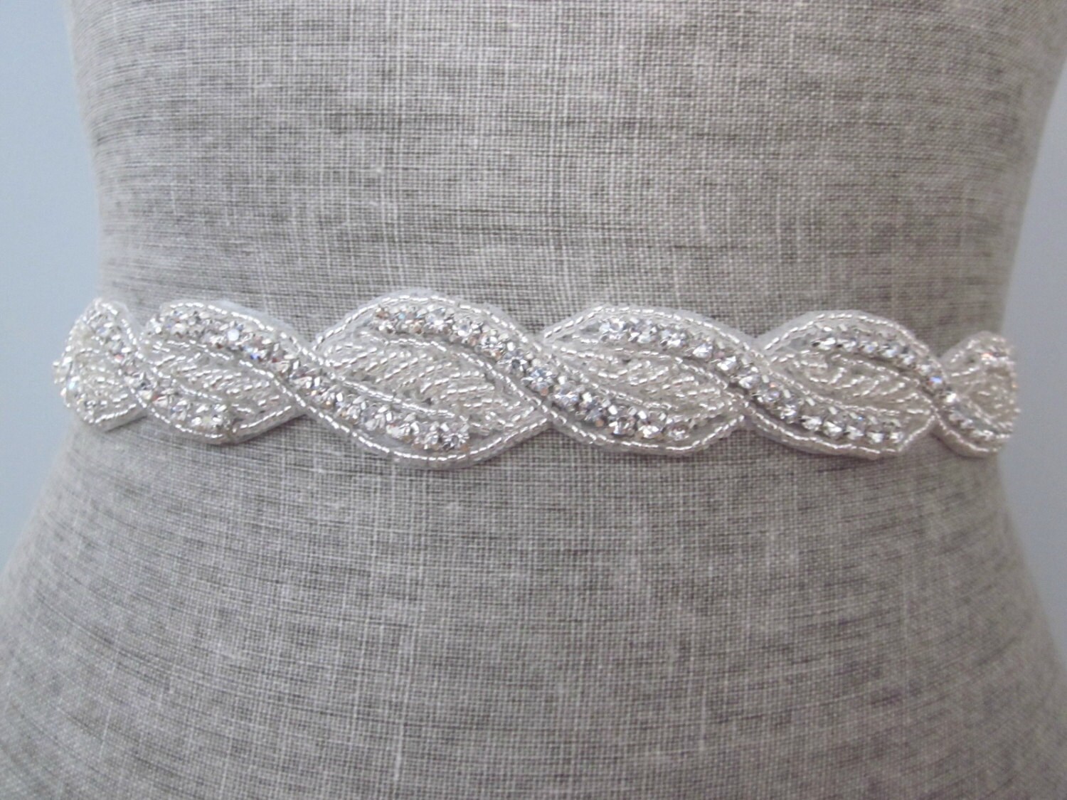 Beaded Rhinestone Rope Wedding Sash / Belt by allforLOVEbyGina