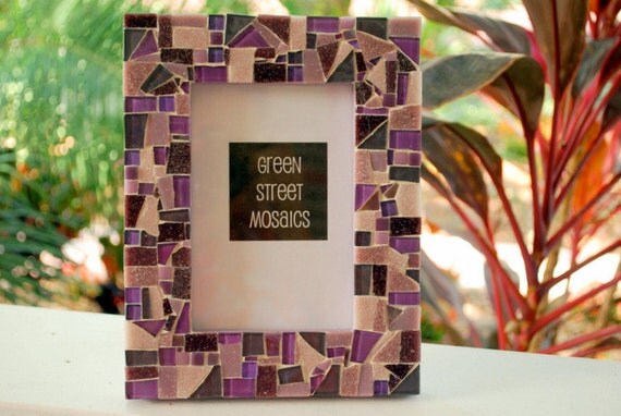 Purple Mosaic Picture Frame 5 x 7 by GreenStreetMosaics on Etsy