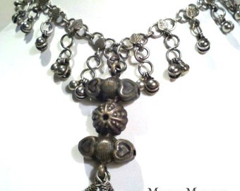 Bell Tassel Tribal Fusion necklace. Belly Dance ethnic jewelry or forehead drape. OOAK
