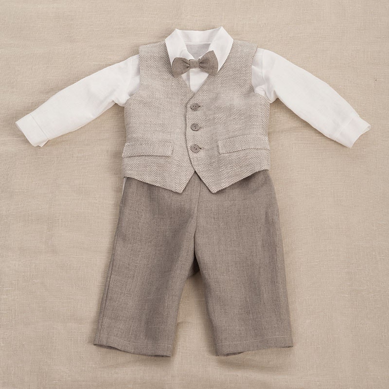 Kids boy natural linen suit kids boy clothes boys party