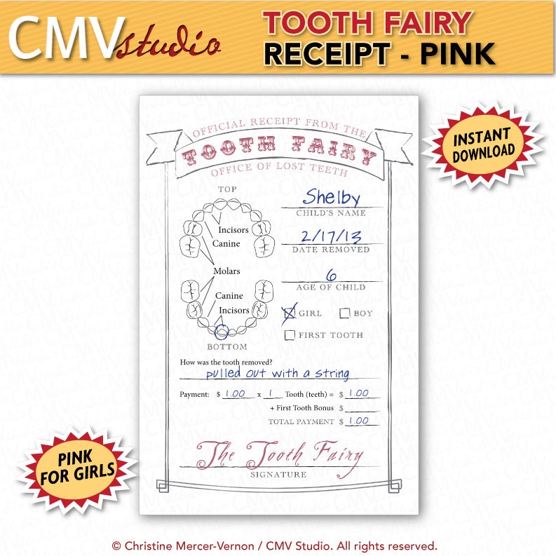 toothfairy receipt toothfairy receipt