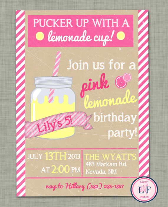 Pink Lemonade Party Invitations 5