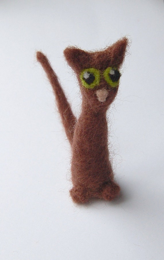 Felted cat cat figure needle felted small cat toy cat