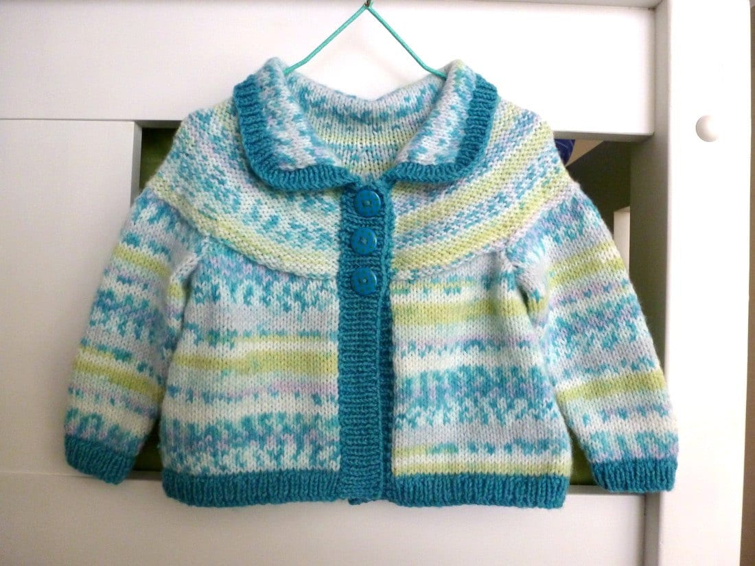 Baby girl cardigan with stripes knit baby clothes hand