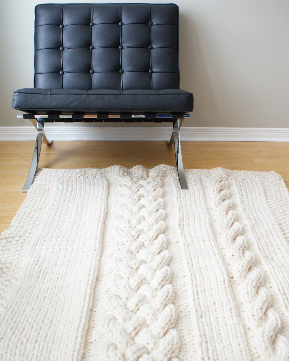DIY Knitting PATTERN Throw Blanket / Rug Super Chunky Double