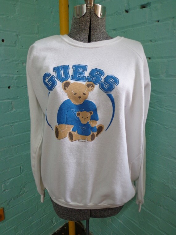 1980s Guess Teddy Bear Sweatshirt Large 46 Inch Bust Unisex