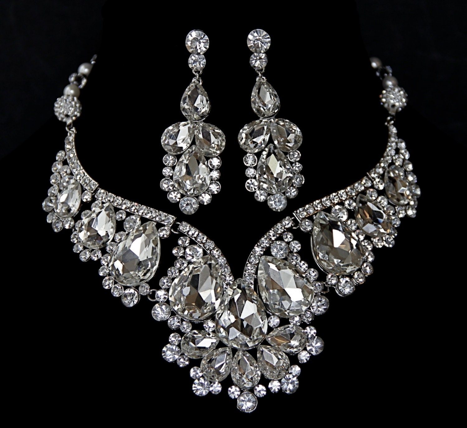 Vintage Inspired Bridal Necklace Set Swarovski Crystal 9179